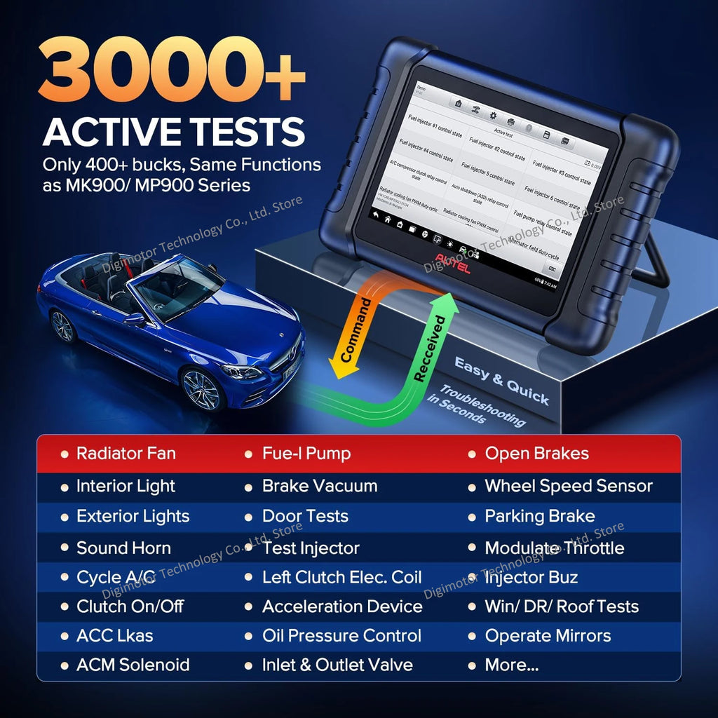 Autel MaxiCheck MX808S Scanner All Systems Diagnostic Scan Tool Automotive Scanner, 3000+ Tests, 28+Services, MK808S US Version Blackbox Automotive Diagnostics