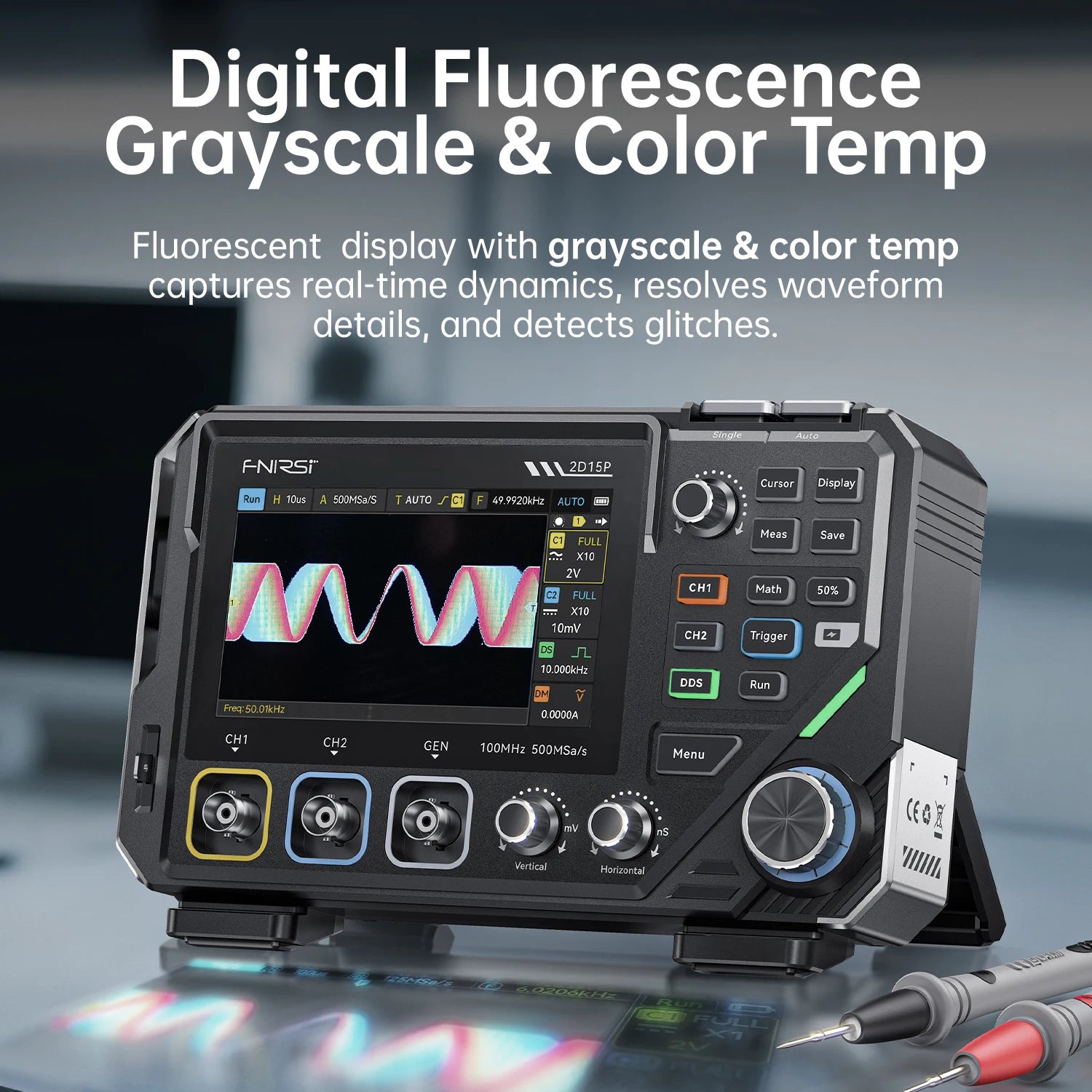 FNIRSI 2D15P Digital Oscilloscope Multimeter Signal Generator 3IN1 Touch Screen 2Channel 100MHz Bandwidth 500MSa/s 20000 Counts Blackbox Automotive Diagnostics