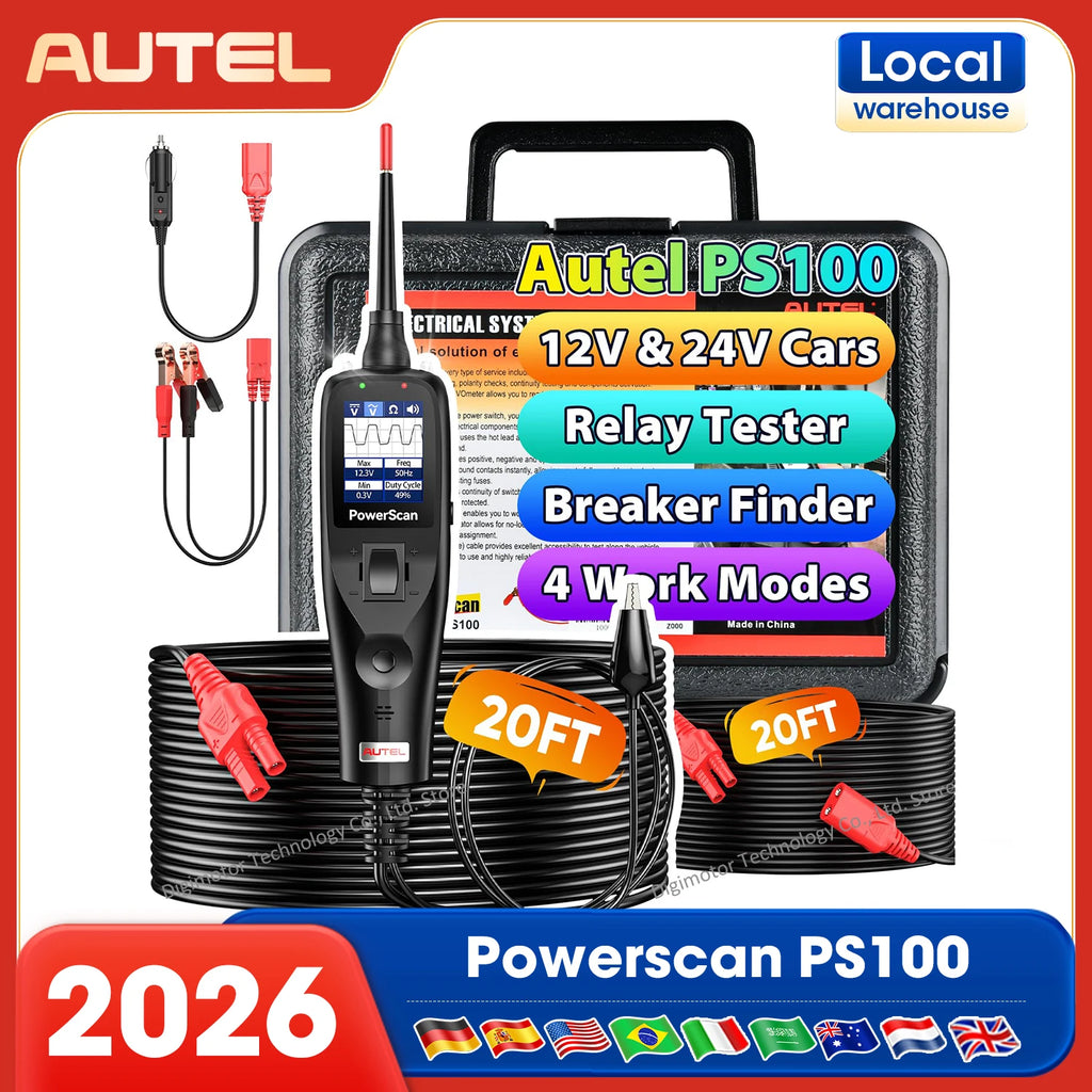 Autel PowerScan PS100 Power Circuit Probe Kit Electrical Wire Tracer, Circuit Relay Tester Breaker Short Finder Tool, 40ft Cable Blackbox Automotive Diagnostics