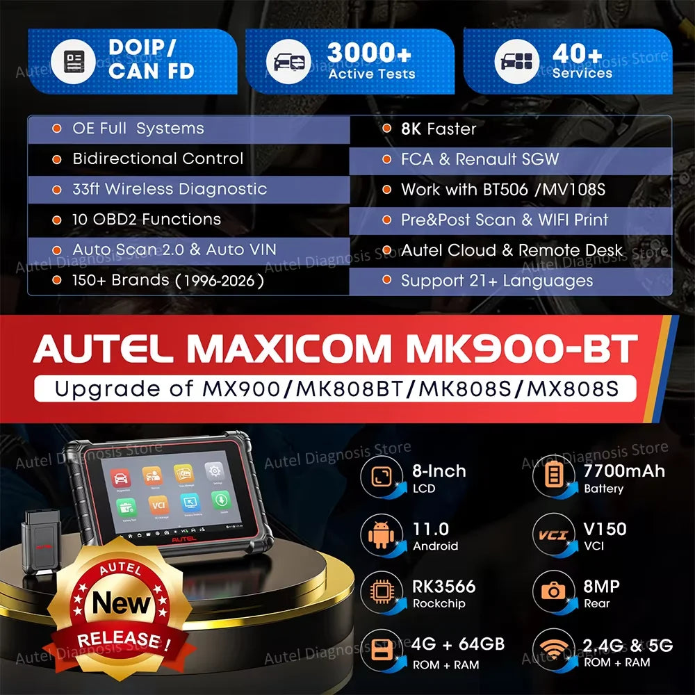 Autel MaxiCOM MK900BT Bidirectional Diagnostic Scanner