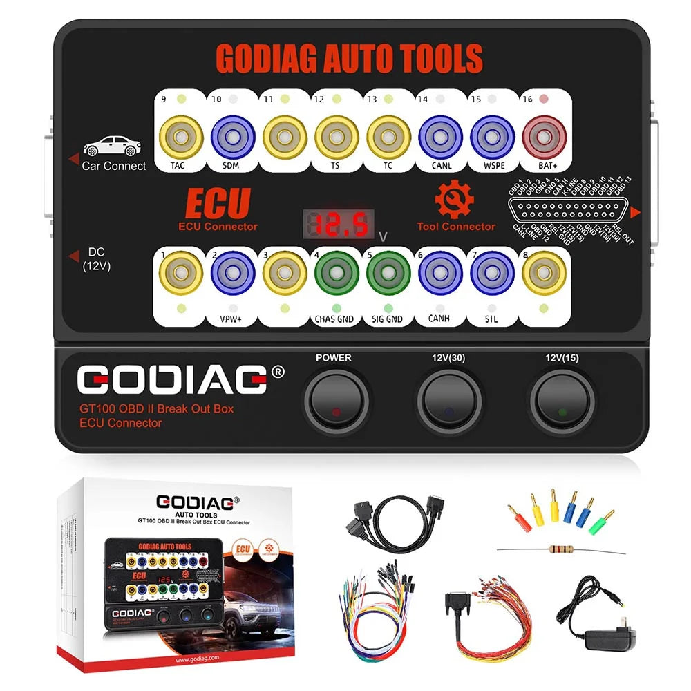GODIAG GT100 PLUS GPT ENET DOIP 24V-12V AUTO TOOLS OBD II Break Out Box ECU Connector Can Choose GT100 or GT100+ Blackbox Automotive Diagnostics