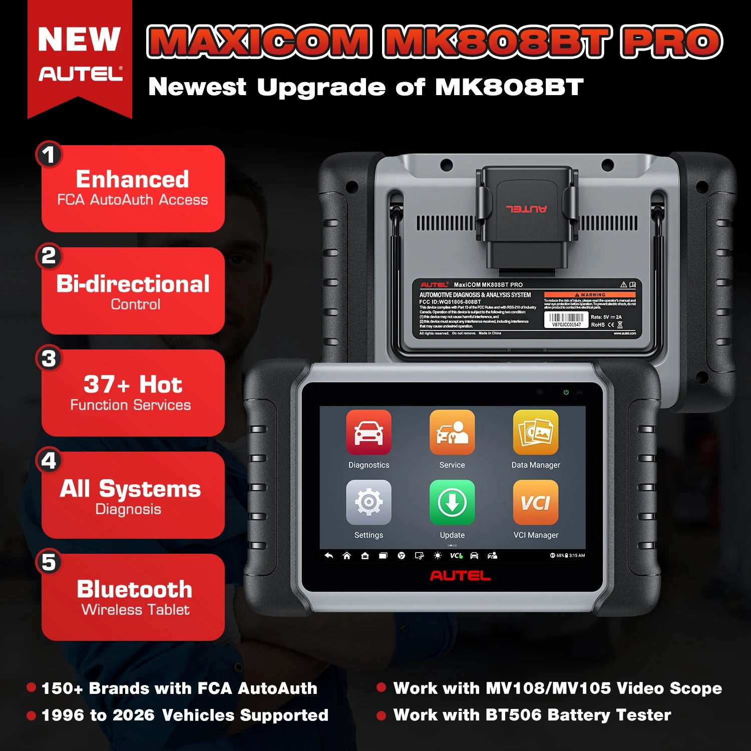 Autel MaxiCOM MK808BT PRO Bidirectional Diagnostic Scanner