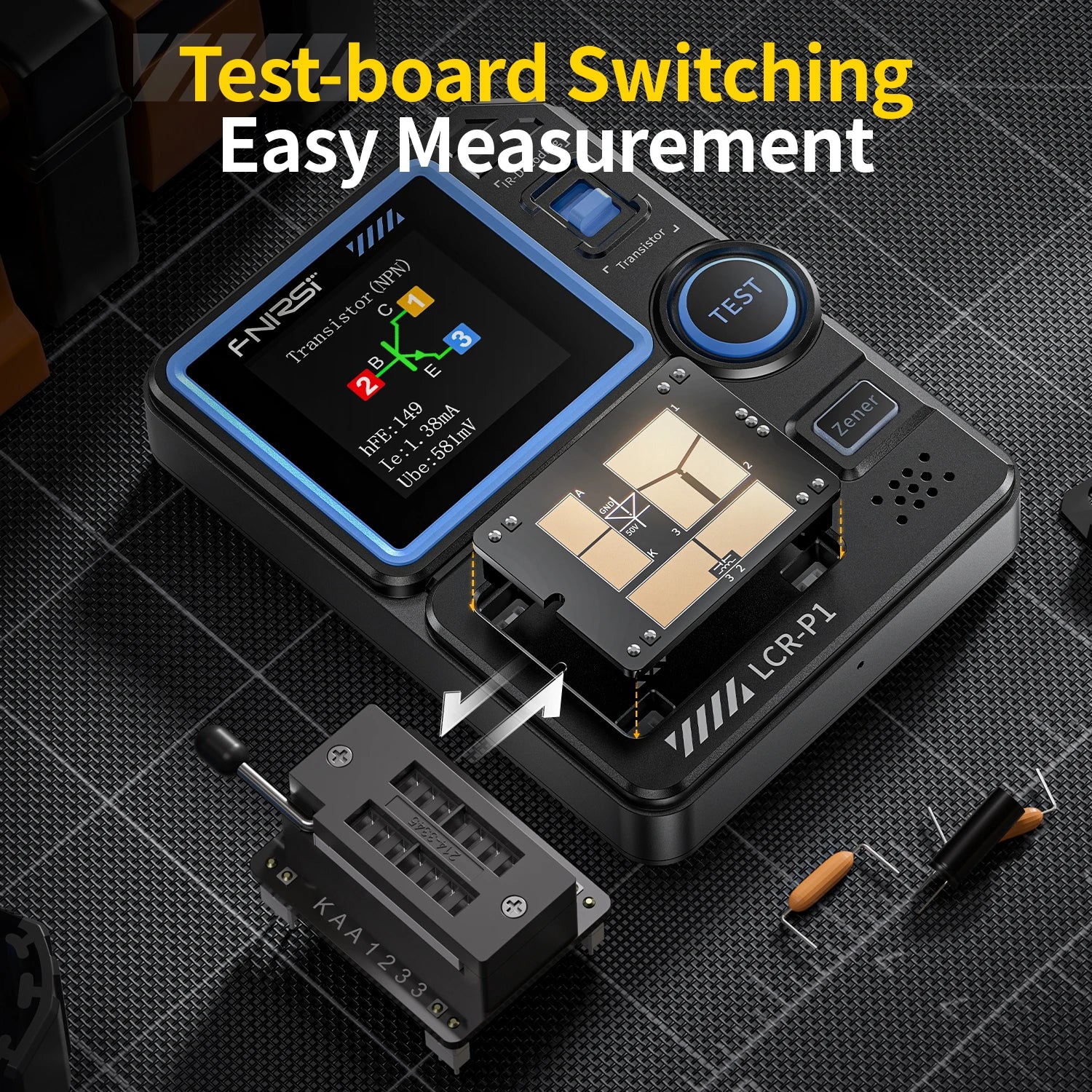 FNIRSI LCR-P1 Transistor Tester Diode Triode Capacitance Resistance Meter LCR ESR Meter NPN PNP MOSFET IR Multifunction Tester Blackbox Automotive Diagnostics