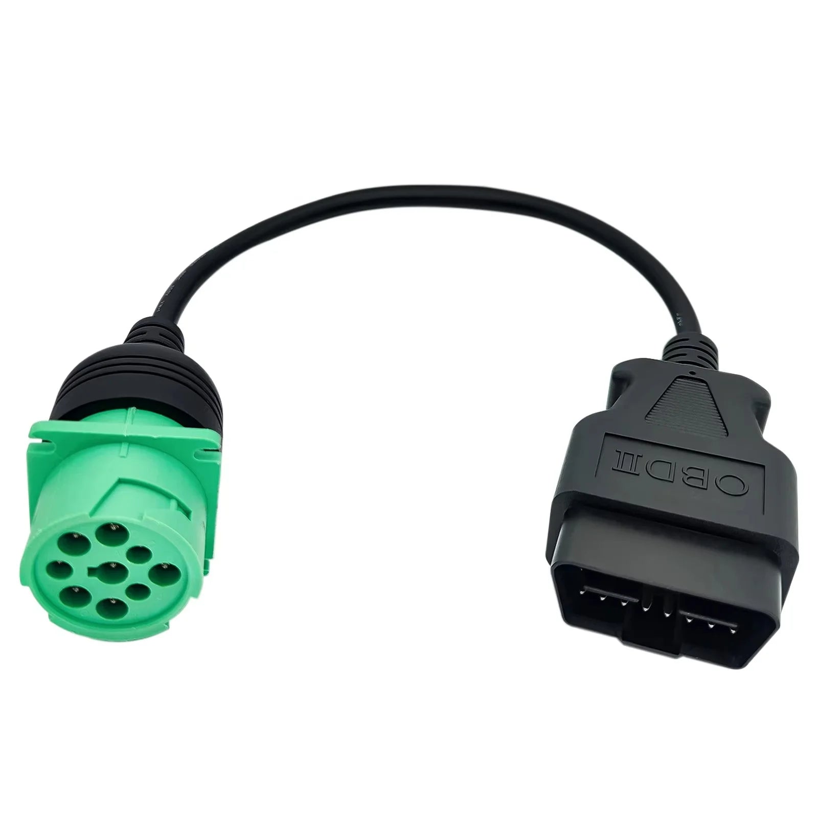 OBD2 to J1939 Green Type 2 Adapter Cable (16 Pin Male to 9 Pin Female Connector) for Heavy Duty Trucks and Commercial Vehicles Blackbox Automotive Diagnostics