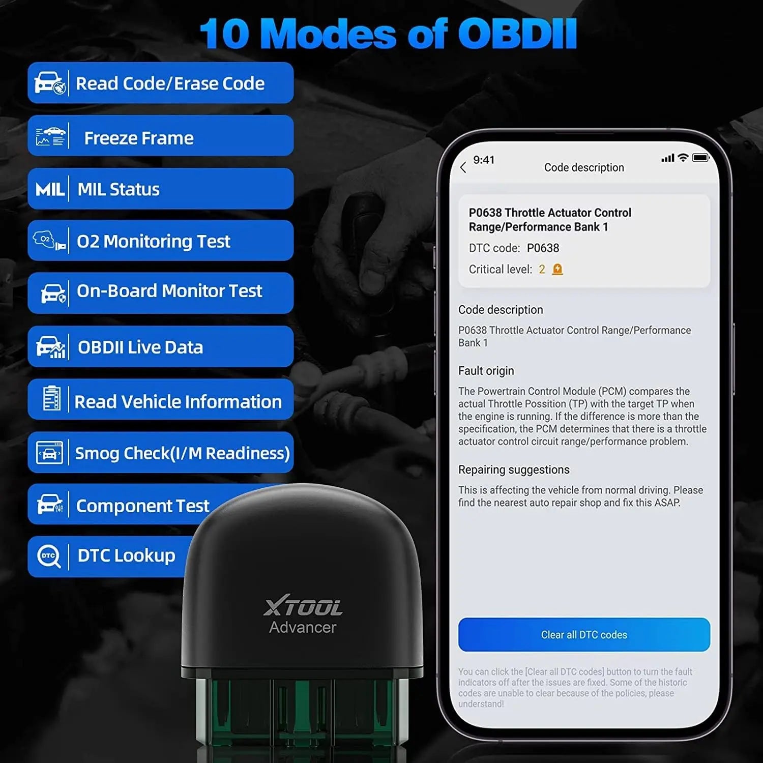 XTOOL AD20PRO OBD2 Scanner Check Engine Light IOS & Android Car Diagnostic Tool Battery Test Code Reader Lifetime Free Update Blackbox Automotive Diagnostics