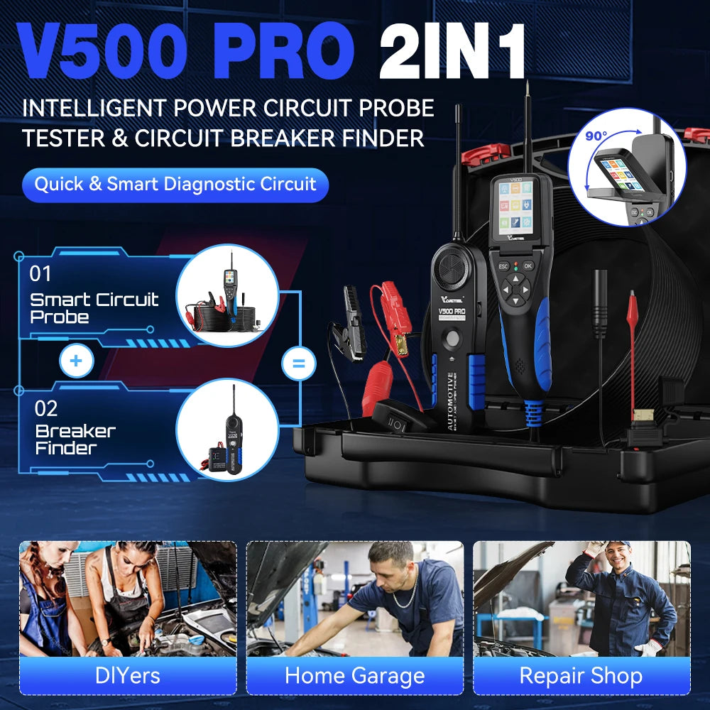 VDIAGTOOL V500PRO 2-in-1 Automotive Power Probe Tool with Multimeter/Oscilloscope/Injector Test 9-30V Circuit Voltage Break Test Blackbox Automotive Diagnostics