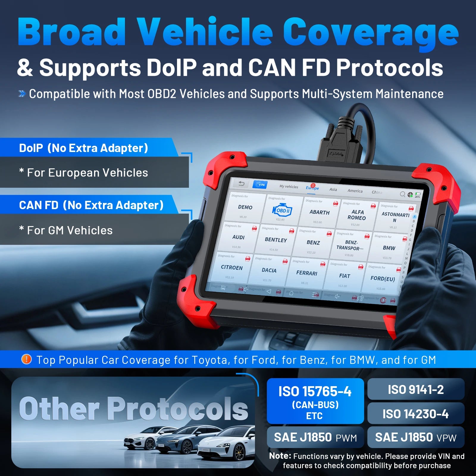 XTOOL D7 V2.0 OBD2 Automotive Scanner Key Programmer All System Car Diagnostic Tool ECU Coding with 39+ Resets CANFD DOIP FCA Blackbox Automotive Diagnostics