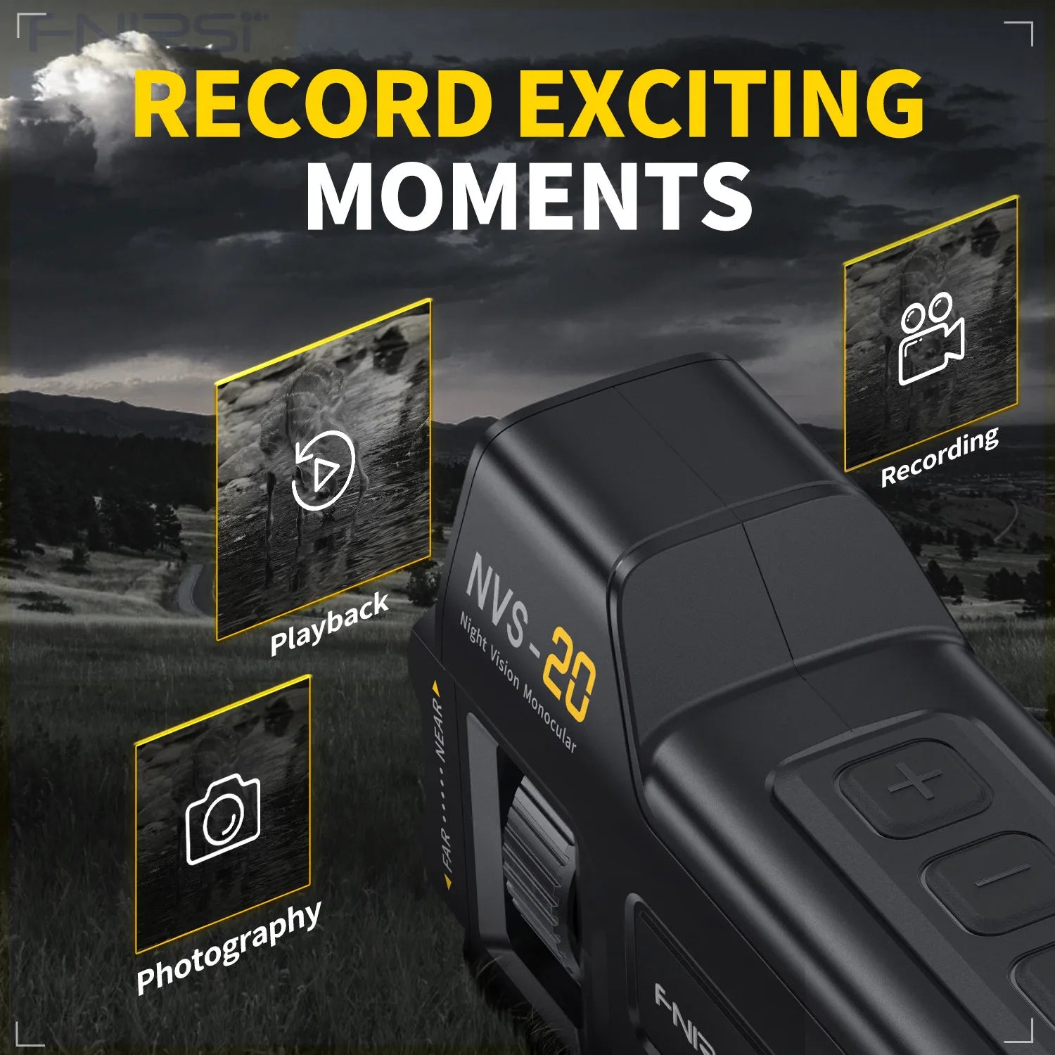 FNIRSI Telescope NVS-20 4K HD Monocular Night Vision Goggles 6X Digital Zoom 300m Hunting Camping Scope Day and Night Dual Use Blackbox Automotive Diagnostics