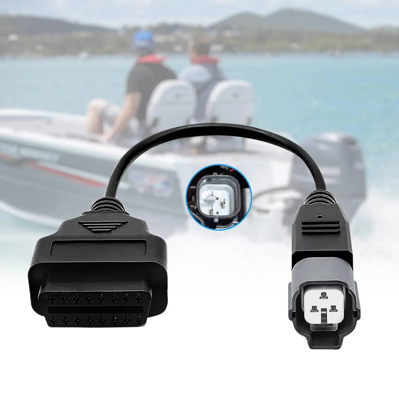 OBD2 Adapter for Yamaha Outboard 3 Pin to 16 Pin Diagnostic Cable,Fits Yamaha Jet Boat/Motorboat Work with YDS Diagnostic System Blackbox Automotive Diagnostics