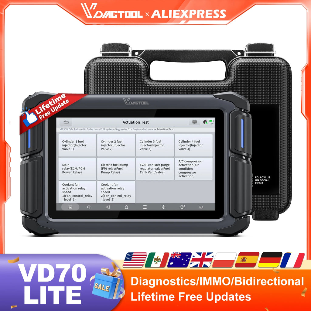 VDIAGTOOL VD70 Lite OBD2 Automotive Scanner Bi-Directional Car Diagnostic Key Tool Programmer with 31+Reset DOIP Free Updates Blackbox Automotive Diagnostics