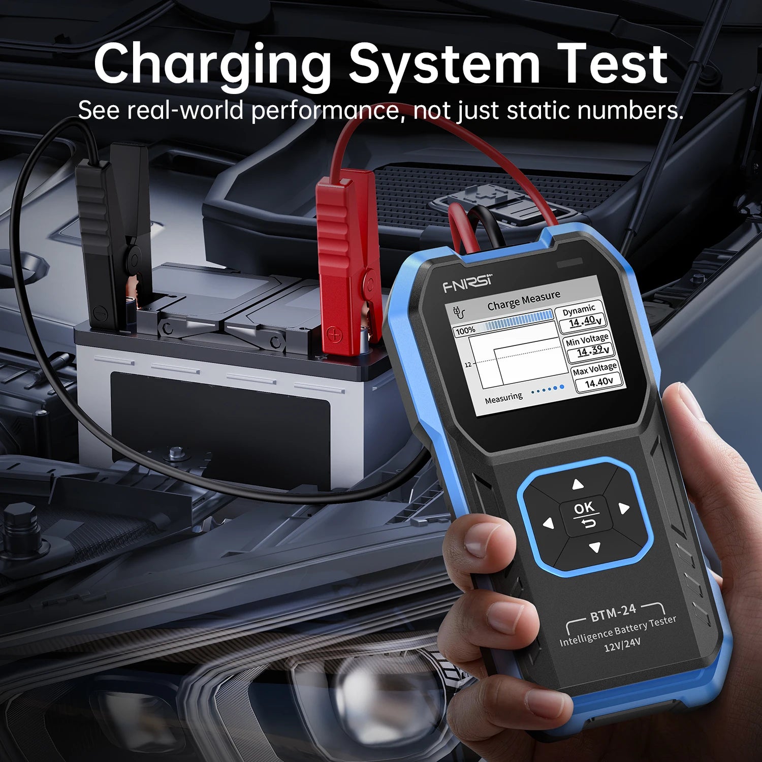 FNIRSI BTM-24 12V/24V Car Battery Tester 0-2000 CCA Automotive Battery Load Tester Cranking Charging Circut Diagnostic Tools Blackbox Automotive Diagnostics