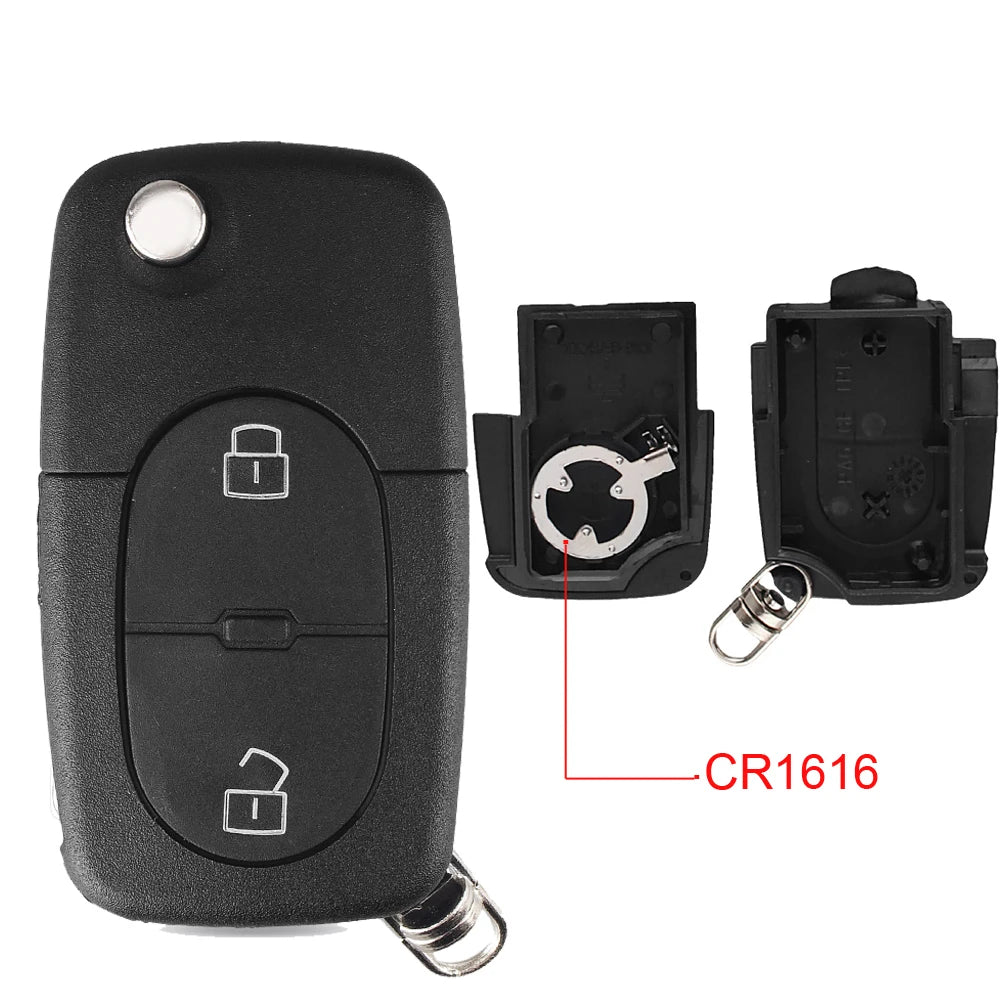 KEYYOU Replacement 3 Buttons Flip Car Key Case Shell Fob For Audi TT A4 A6 A8 Quattro With Blade CR1620 Blackbox Automotive Diagnostics