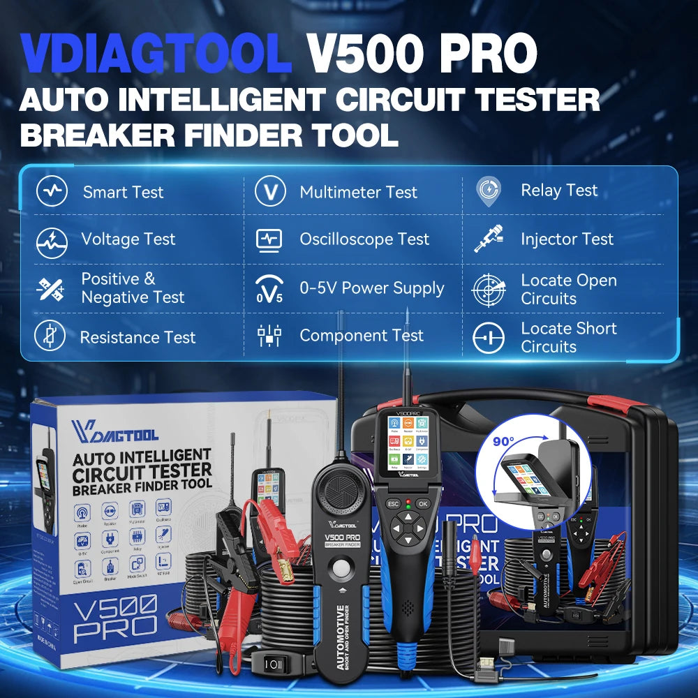 VDIAGTOOL V500PRO 2-in-1 Automotive Power Probe Tool with Multimeter/Oscilloscope/Injector Test 9-30V Circuit Voltage Break Test Blackbox Automotive Diagnostics
