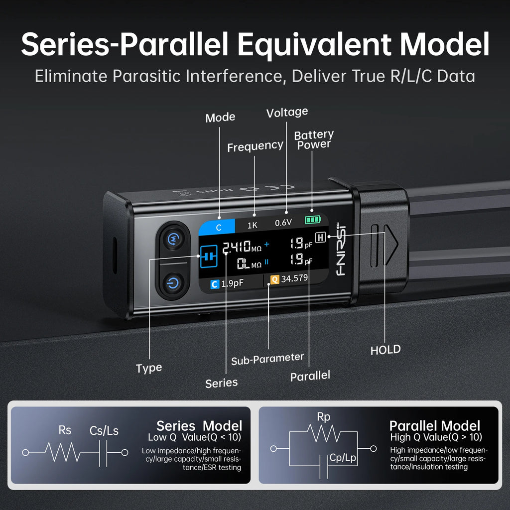 FNIRSI LCR-ST2 2-in-1 Digital Tweezer Bridge LCR ESR Meter SMD Test Kelvin Clip Electronic Component Multifunctional Tester Tool Blackbox Automotive Diagnostics