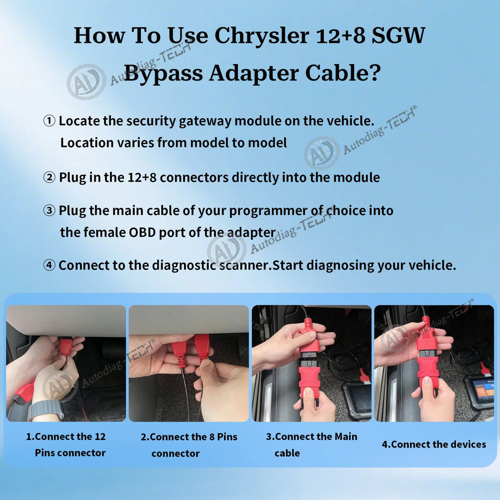 FCA 12+8 Cable Adapter for Chrysler, Security Bypass OBD2 SGW Adaptor for FCA 12 8 Connector,Work with Diagnostic Scan Tools Blackbox Automotive Diagnostics