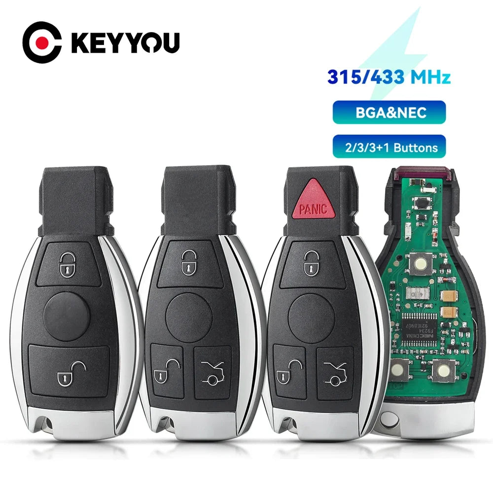 KEYYOU Smart Remote car Key fob For Mercedes Benz A B S E Class Support BGA & NEC Chip 315/433.92MHz 2/3 Buttons Blackbox Automotive Diagnostics