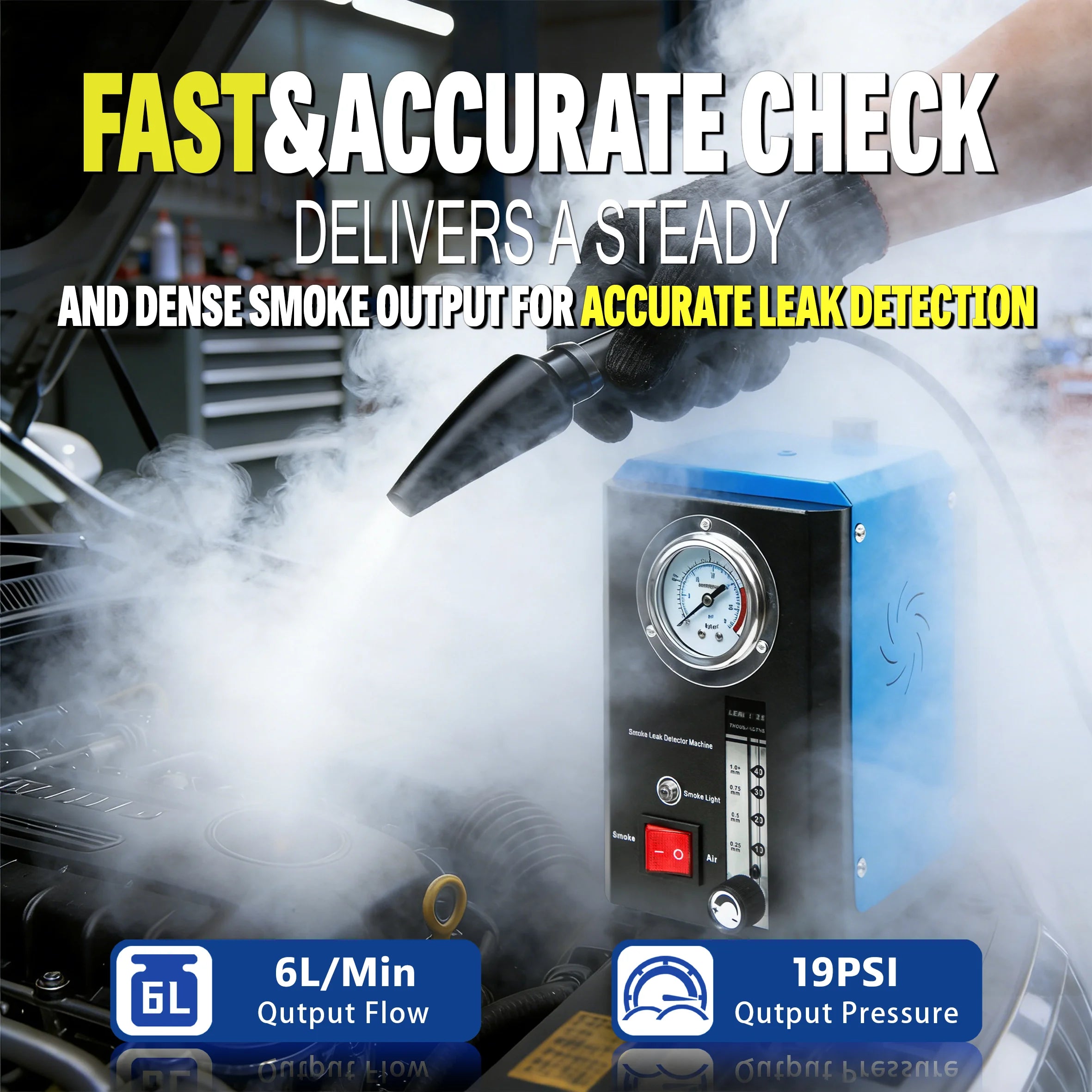 Automotive Smoke Leak Detector, 12V Universal Car Smoke Machine with — image 2