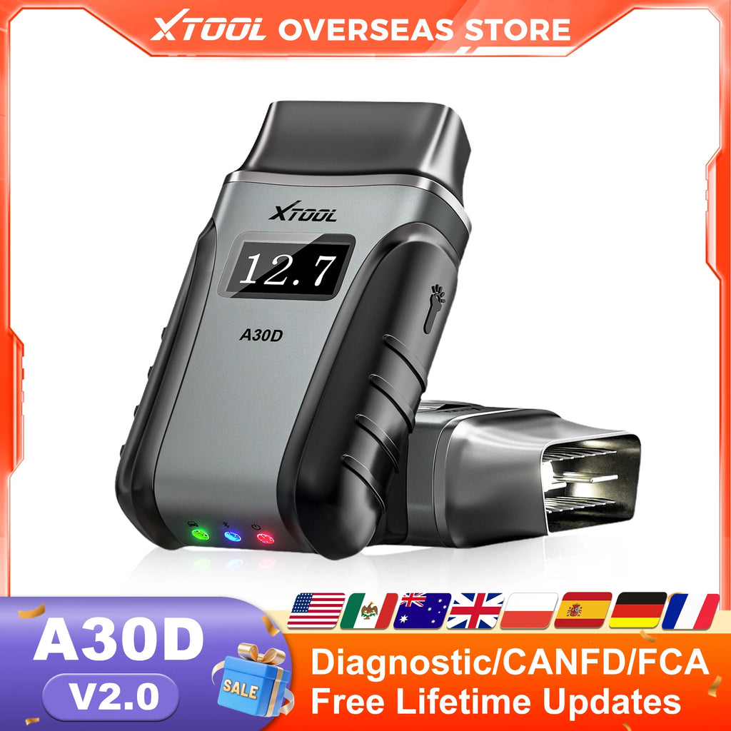 XTOOL Anyscan A30D Automotive Scanner Lifetime Free Update Bidirectional Car OBD2 Diagnostic Code Reader with 19 Resets FCA CAN FD Blackbox Automotive Diagnostics