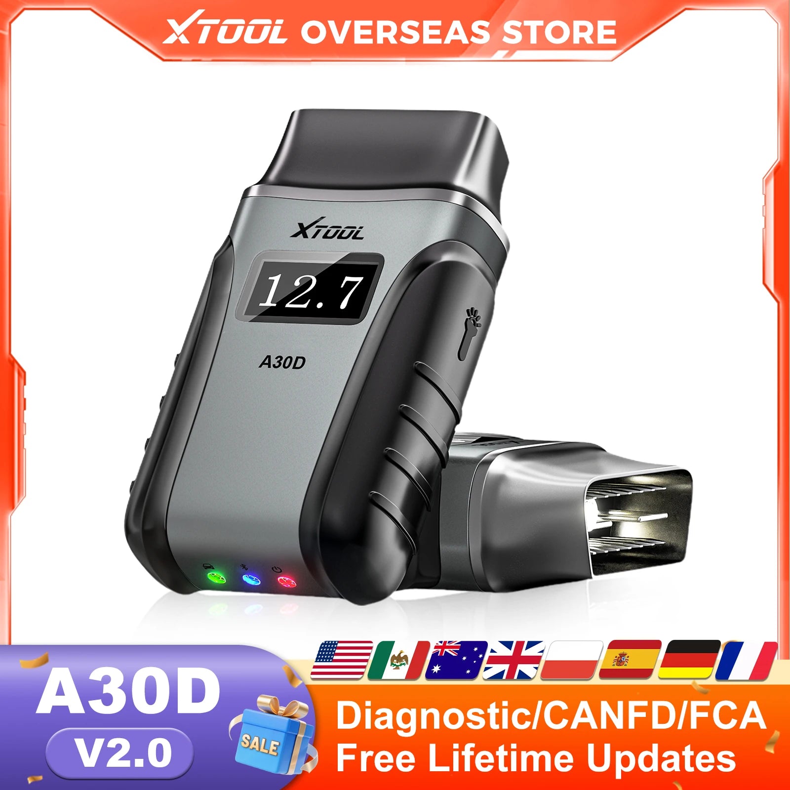 XTOOL Anyscan A30D Automotive Scanner Lifetime Free Update Bidirectional Car OBD2 Diagnostic Code Reader with 19 Resets FCA CAN FD Blackbox Automotive Diagnostics