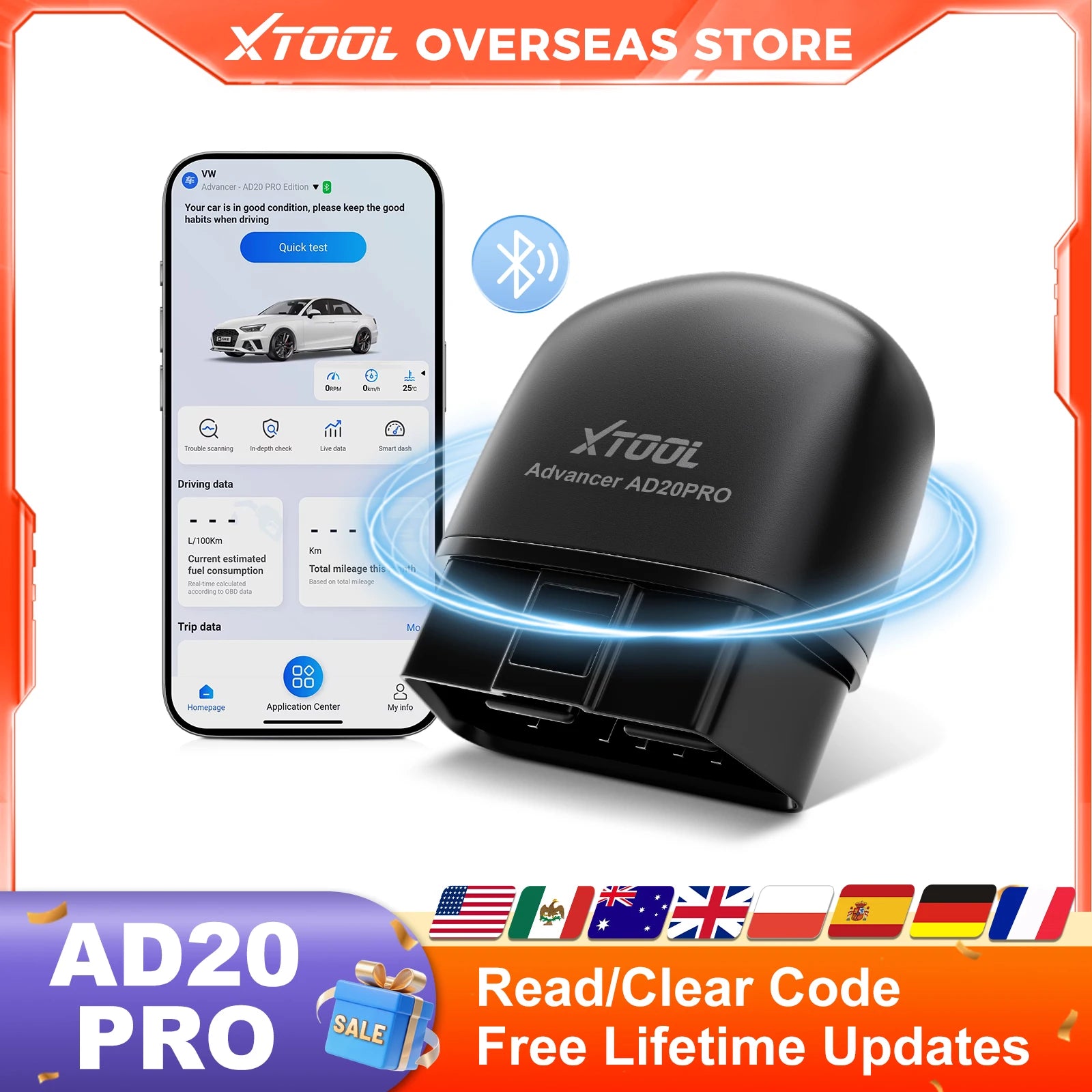 XTOOL AD20PRO OBD2 Scanner Check Engine Light IOS & Android Car Diagnostic Tool Battery Test Code Reader Lifetime Free Update Blackbox Automotive Diagnostics