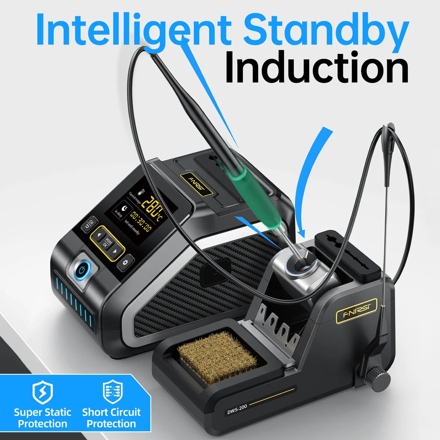 FNIRSI DWS-200 200W Power Repaid Heating Soldering Iron Staion C210 C245 Solder Iron Handle Electronic Welding Rework Station Blackbox Automotive Diagnostics