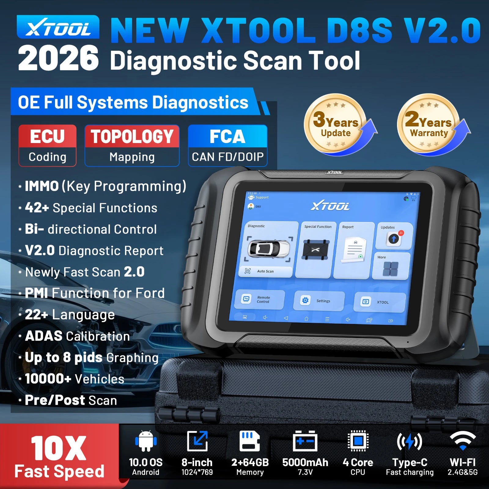 Xtool D8S V2.0 Automotive Diagnostic Scanner — image 2