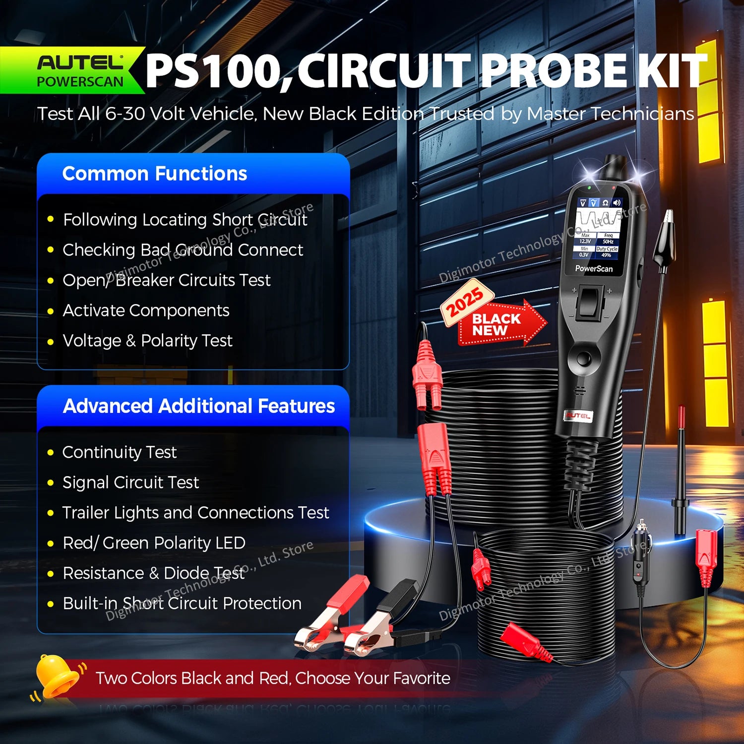 Autel PowerScan PS100 Power Circuit Probe Kit Electrical Wire Tracer, Circuit Relay Tester Breaker Short Finder Tool, 40ft Cable Blackbox Automotive Diagnostics