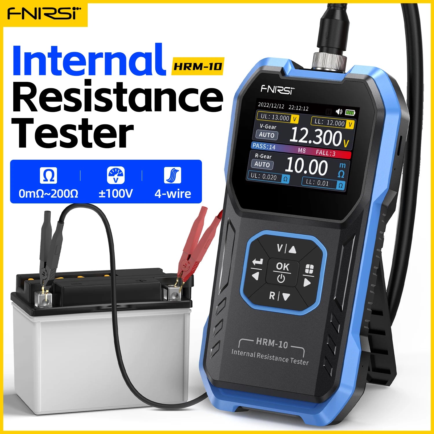 FNIRSI HRM-10 Battery Voltage Internal Resistance Tester 18650 High-precision AC Acid Lithium Lead Car Battery Capacitor Tester Blackbox Automotive Diagnostics