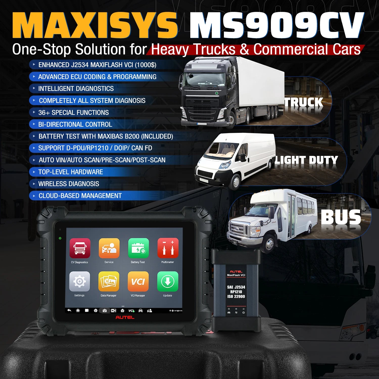 Autel MaxiSys MS909CV Bidirectional Diagnostic Scanner