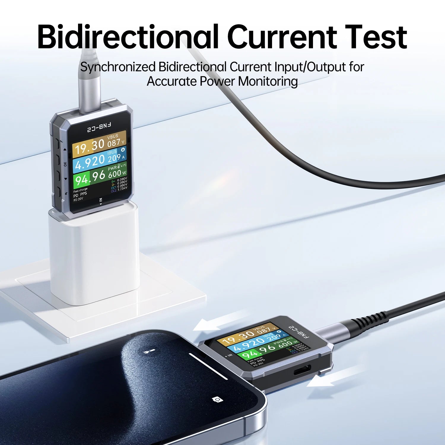 FNIRSI FNB-C2 Type-C Fast Charging Tester PD3.1 240W Max Power Digital Ammeter Voltmeter Charger Power Bank Phone Tester Blackbox Automotive Diagnostics