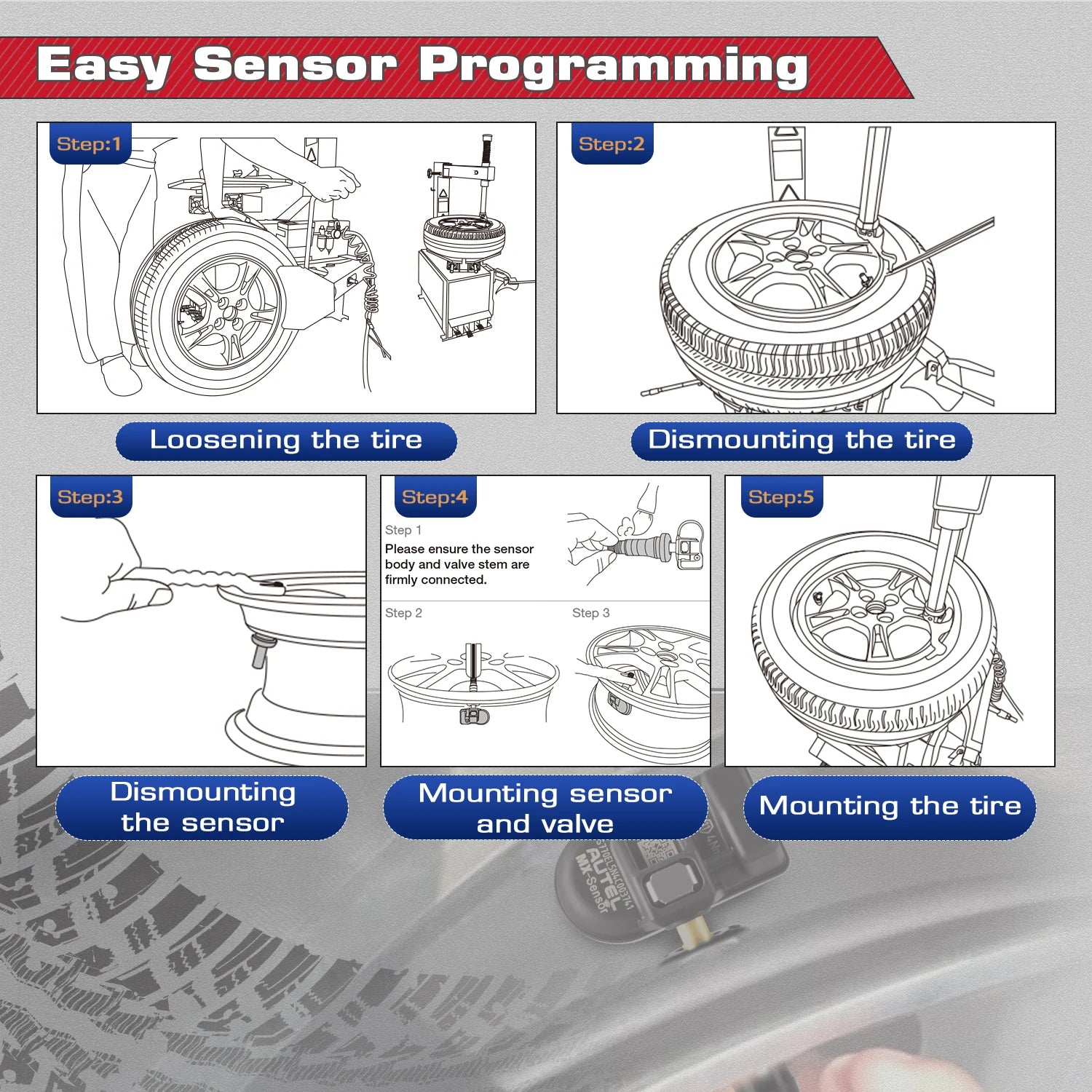 2026 Newest Autel TPMS Sensor 2in1 MX-Sensor Tire Repair Tools TPMS Sensor Programing W/ TS501 TS508 AUTEL 433 MHZ 315MHZ EU US Blackbox Automotive Diagnostics