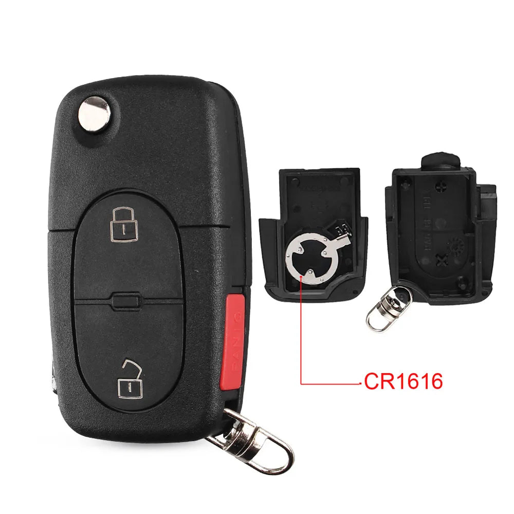KEYYOU Replacement 3 Buttons Flip Car Key Case Shell Fob For Audi TT A4 A6 A8 Quattro With Blade CR1620 Blackbox Automotive Diagnostics