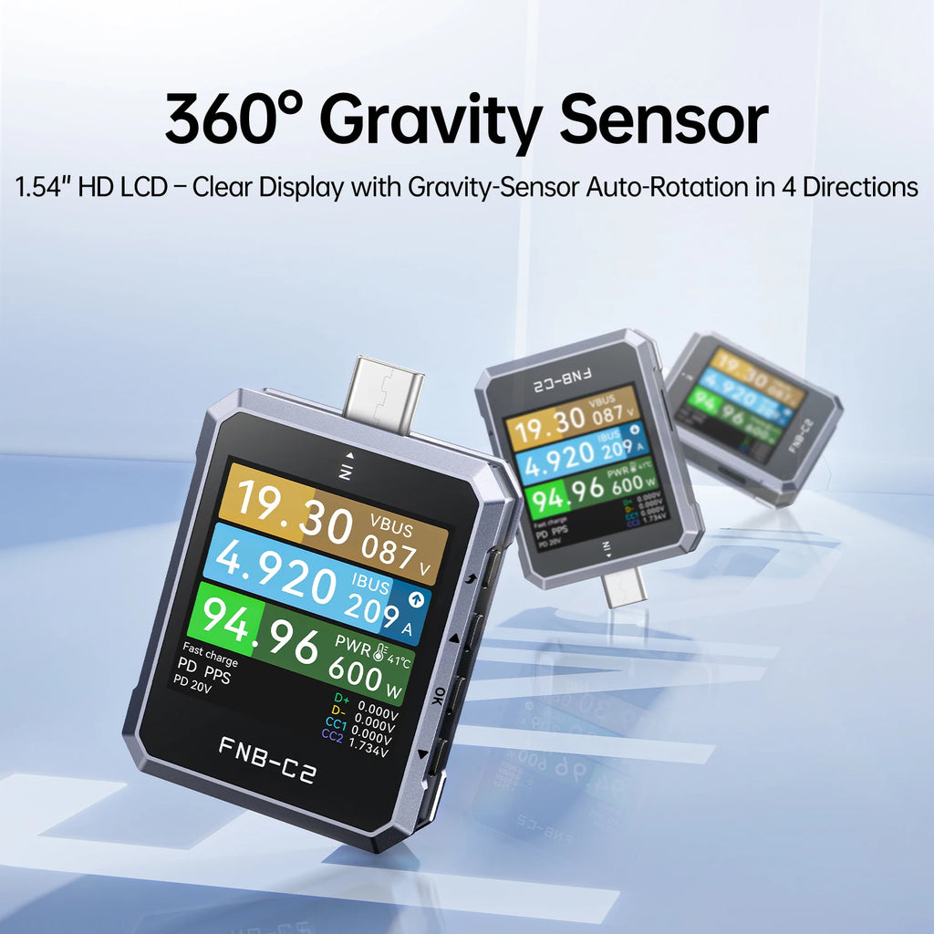 FNIRSI FNB-C2 Type-C Fast Charging Tester PD3.1 240W Max Power Digital Ammeter Voltmeter Charger Power Bank Phone Tester Blackbox Automotive Diagnostics