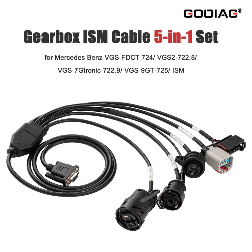 GODIAG Gearbox ISM Cable 5-in-1 Set for Mercedes Benz VGS-FDCT 724/ VGS2-722.8/ VGS-7Gtronic-722.9/ VGS-9GT-725/ ISM Blackbox Automotive Diagnostics