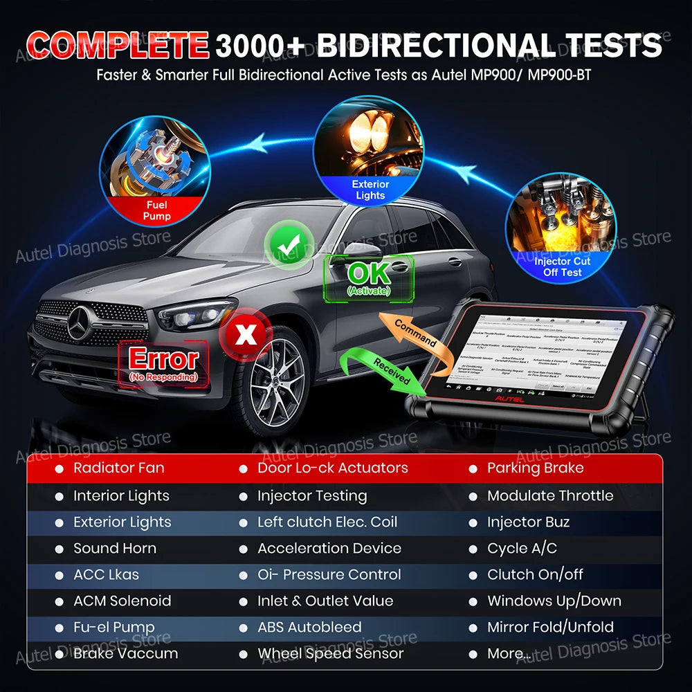 Autel MaxiCOM MK900-BT Bidirectional Diagnostic Scanner