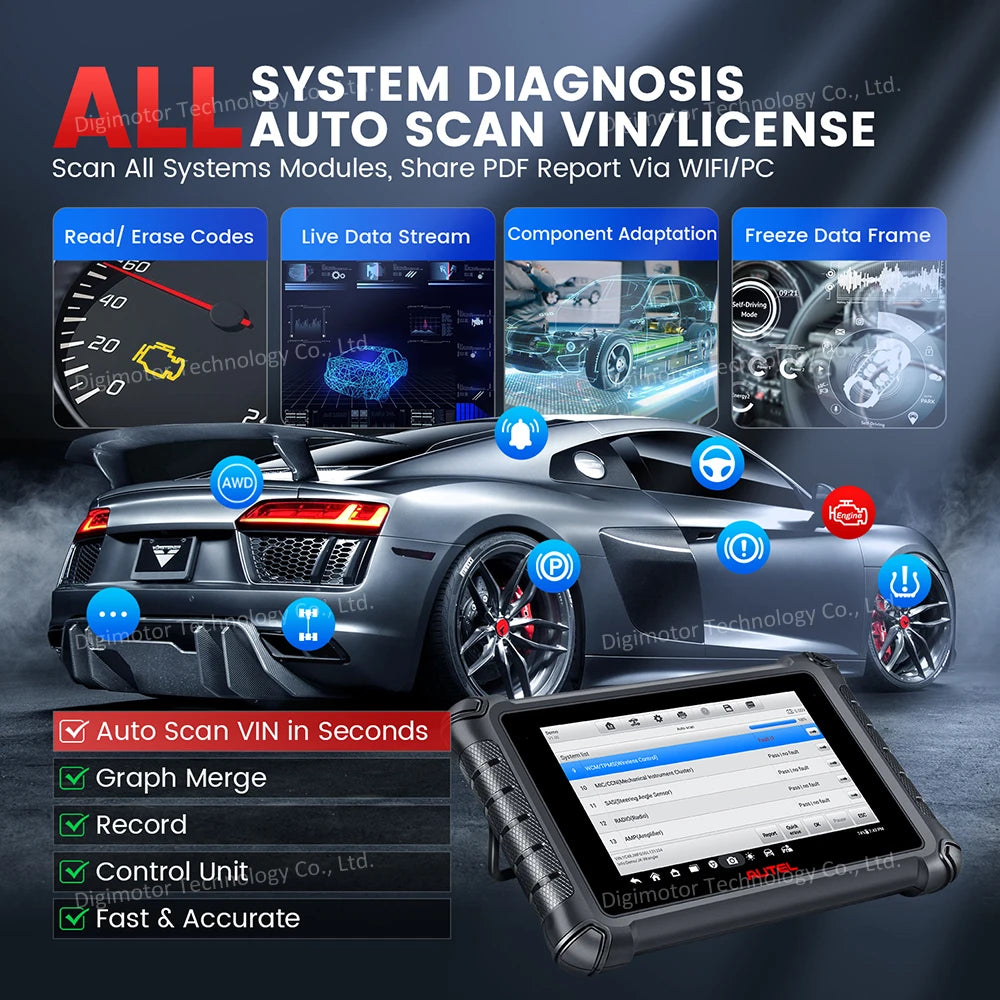 Autel MaxiCheck MX900 Automotive Scanner Car Diagnostic Tool, Same as MK900, Bi-directional Scan Tool DoIP&CAN FD, 40+ Services Blackbox Automotive Diagnostics