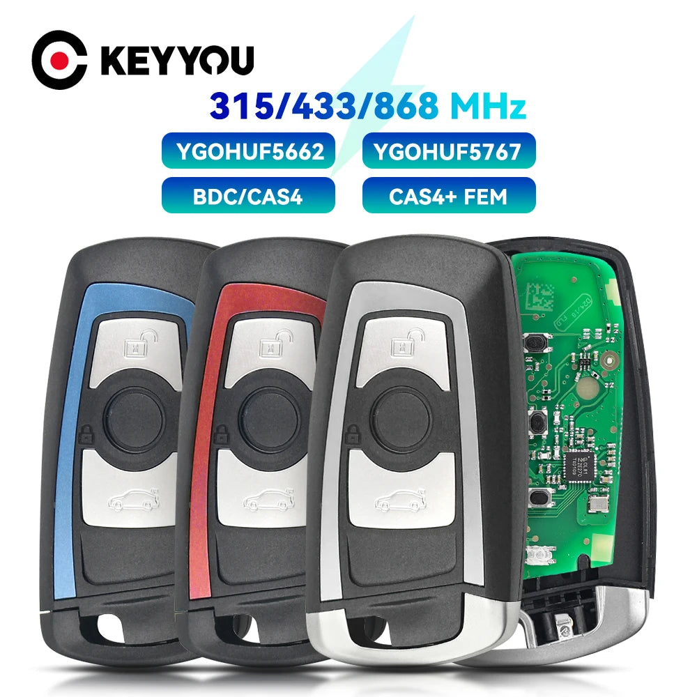 KEYYOU 3/4 Buttons Remote Key Fob For BMW 5 7 F Series FEM / BDC,CAS4,CAS4+ 2012-2017 YGOHUF5662/YGOHUF5767 315/433/868Mhz New Blackbox Automotive Diagnostics