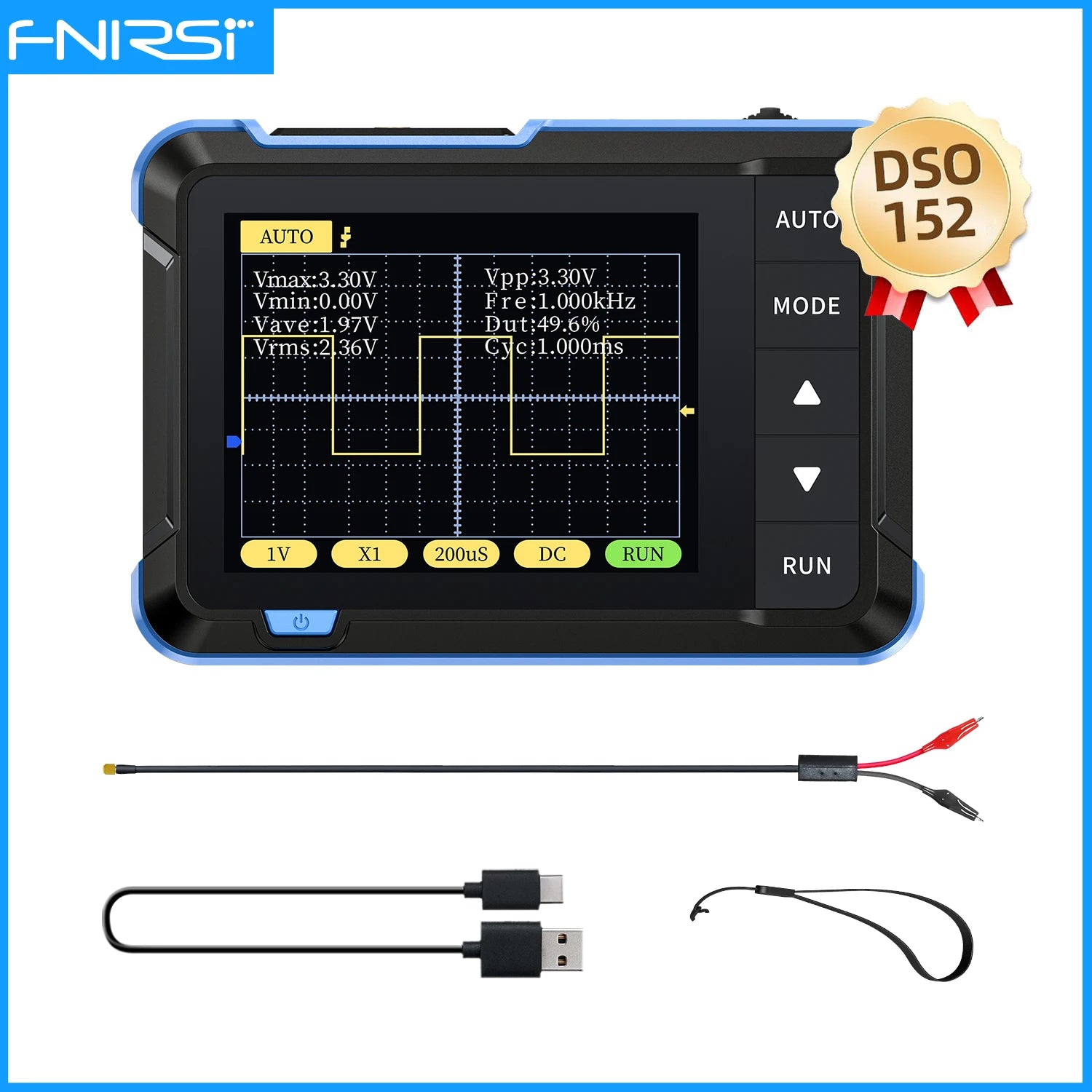 FNIRSI New DSO510 DSO152 DSO153 Mini Handheld Digital 2 IN 1 Oscilloscope Portable 48MS/s 10MHz Bandwidth Electronic Repair Tool Blackbox Automotive Diagnostics