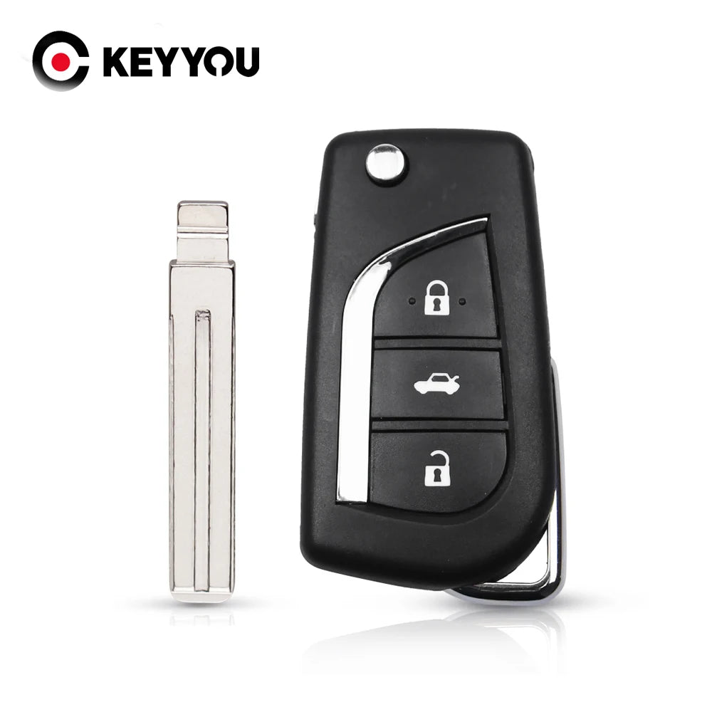 KEYYOU 3 Button Flip Remote Key Shell Cover Fit For Toyota Camry Levin Corolla Reiz Highlander Key Case TOY48 Blade 2014 Blackbox Automotive Diagnostics