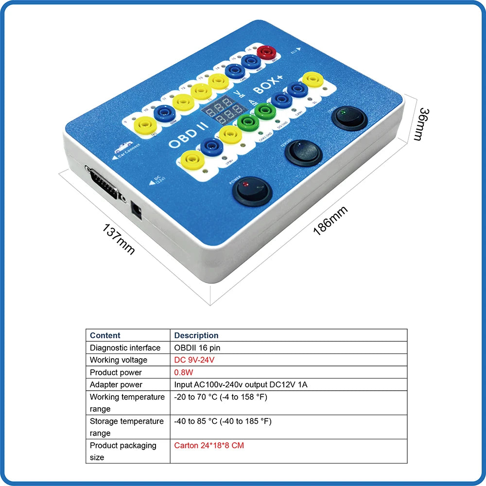 CANBUS Protocol OBDII Breakout Box - OBD BOX+ Pro ECU Bench Connector + Electronic Current Display Auto Diagnostic Tool Blackbox Automotive Diagnostics