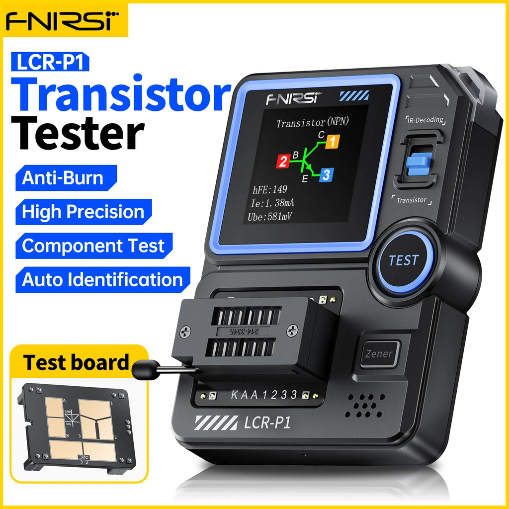 FNIRSI LCR-P1 Transistor Tester Diode Triode Capacitance Resistance Meter LCR ESR Meter NPN PNP MOSFET IR Multifunction Tester Blackbox Automotive Diagnostics