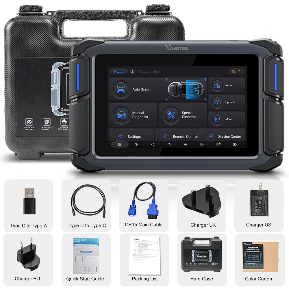 VDIAGTOOL VD70 Lite OBD2 Automotive Scanner Bi-Directional Car Diagnostic Key Tool Programmer with 31+Reset DOIP Free Updates Blackbox Automotive Diagnostics