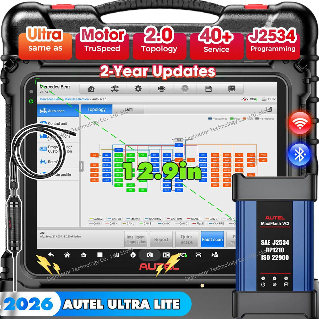 Autel MaxiCOM Ultra Lite S Top Cars Diagnostic Scanner, Topology 2.0, ECU Programming & Online Coding, 40+ Services, DOIP/CAN FD Blackbox Automotive Diagnostics