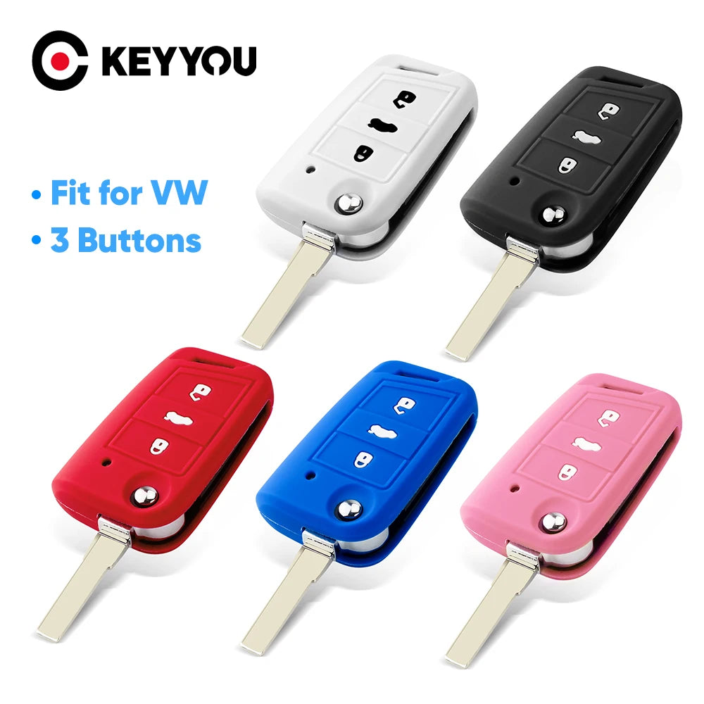 KEYYOU Silicone Key Case Key Cover For Volkswagen For VW Golf MK7 Tiguan For Skoda Octavia For Seat Leon Ibiza Octavia A7 Blackbox Automotive Diagnostics