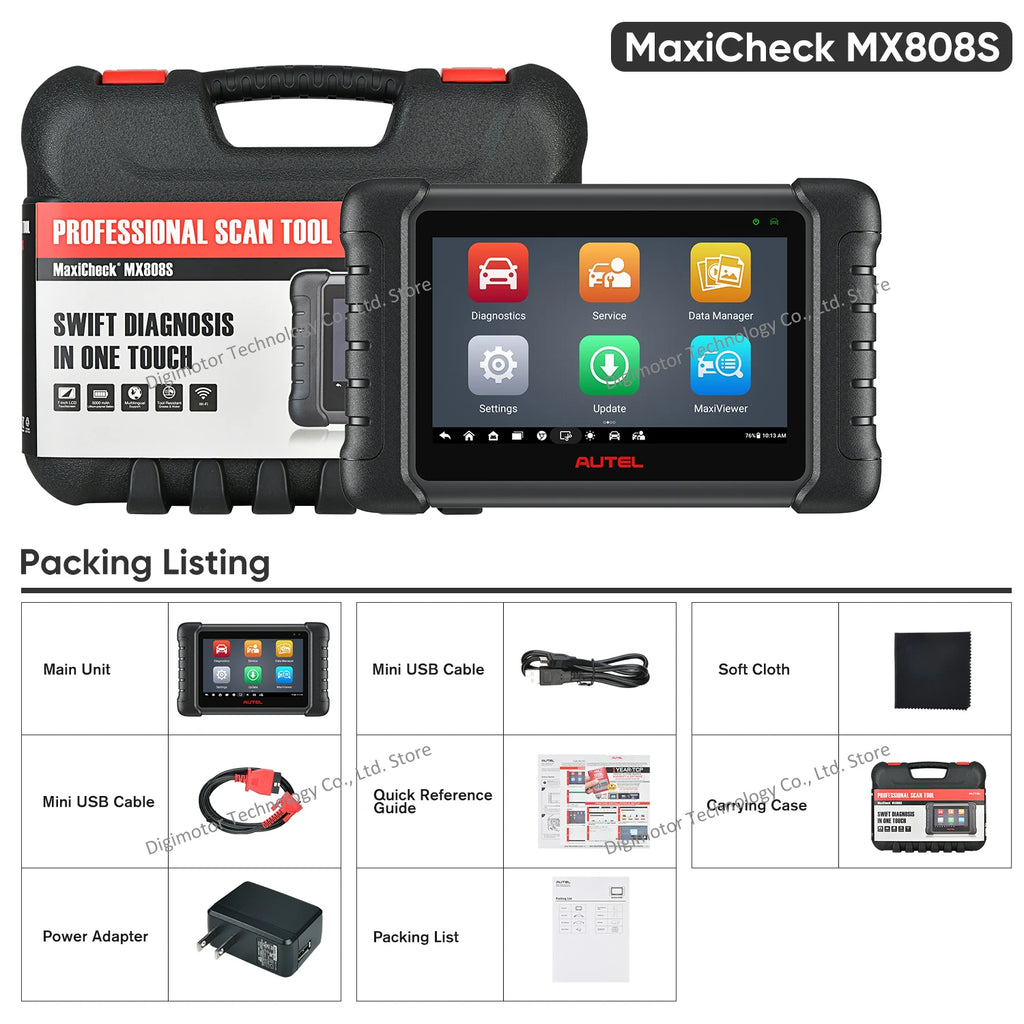 Autel MX808S Scanner Automotive Car Diagnostic Tool OBD2 Scanner, Bi-directional Control 38+Services, PK MK808S MK900 MK808K BT Blackbox Automotive Diagnostics