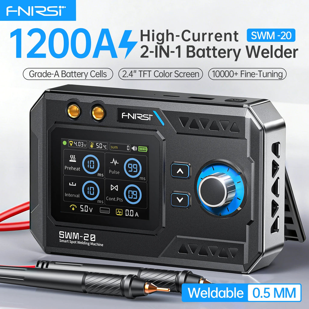FNIRSI SWM-20 Portable Spot Welder Double Pulse Battery Welding Machine 18650 Battery DIY Pack Welding Tool 0.5mm Nickel Chip Blackbox Automotive Diagnostics