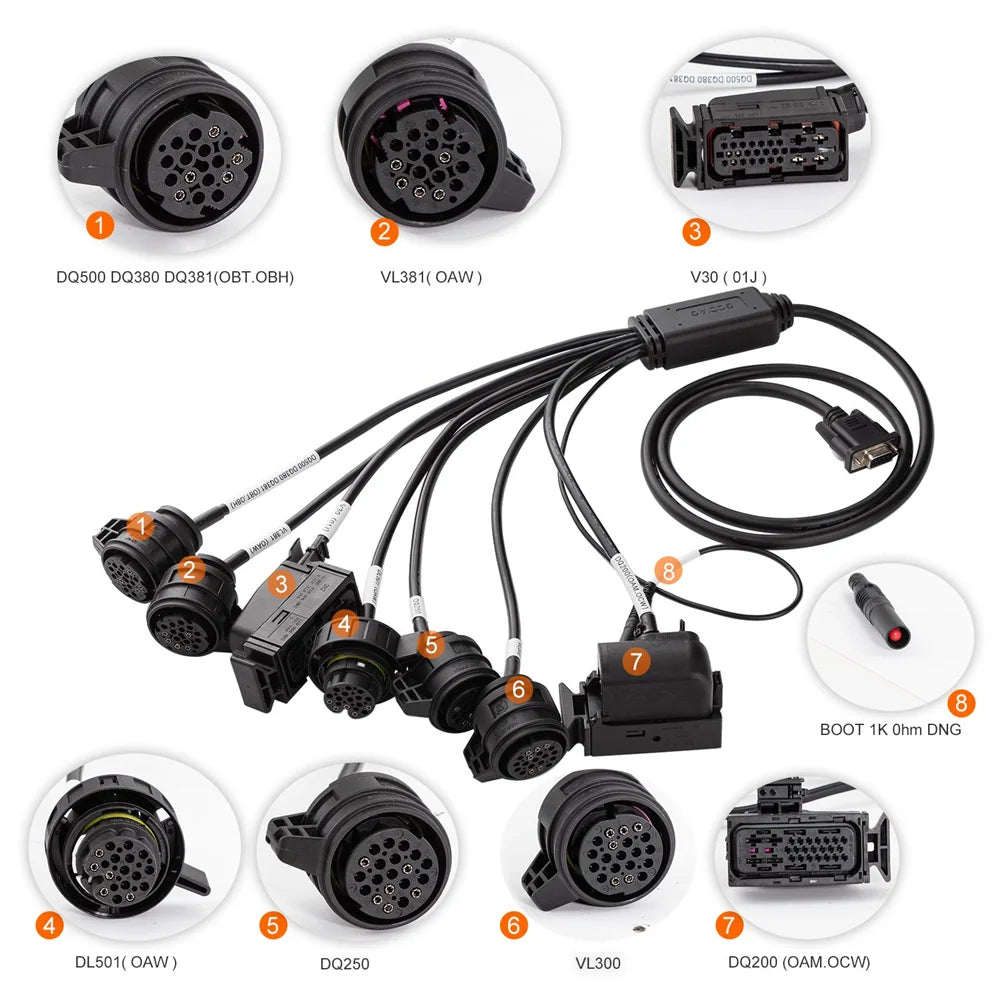 GODIAG Gearbox Cables 7-in-1 Set for V30/ DQ200/ DL501/ VL300/ VL381/ DQ500/ DQ250 Blackbox Automotive Diagnostics