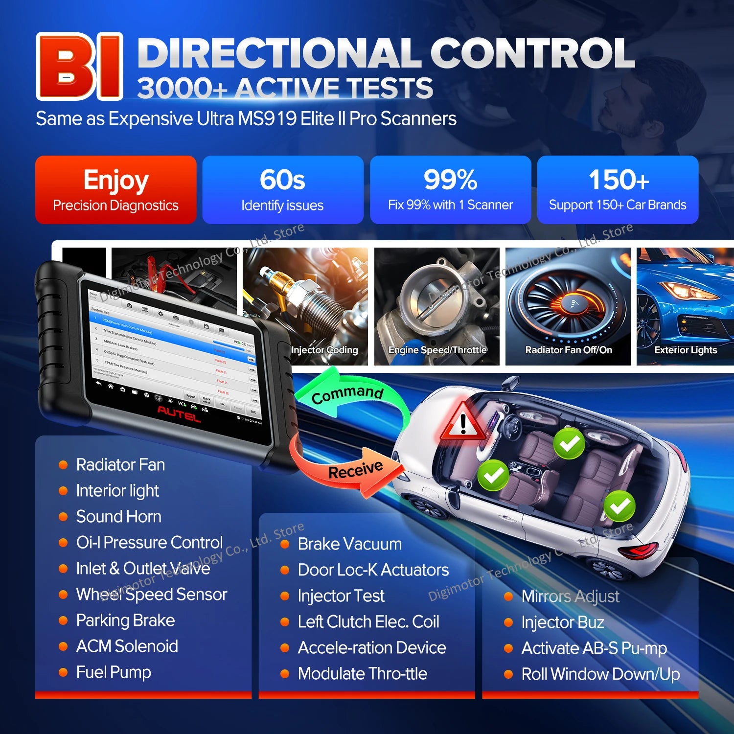 Autel MaxiCOM MK808BT Pro Automotivo Diagnostic Scan Tool Bluetooth OBD2 Scanner Car Code Reader 3000+ Tests, PK MK808KBT MK808S Blackbox Automotive Diagnostics