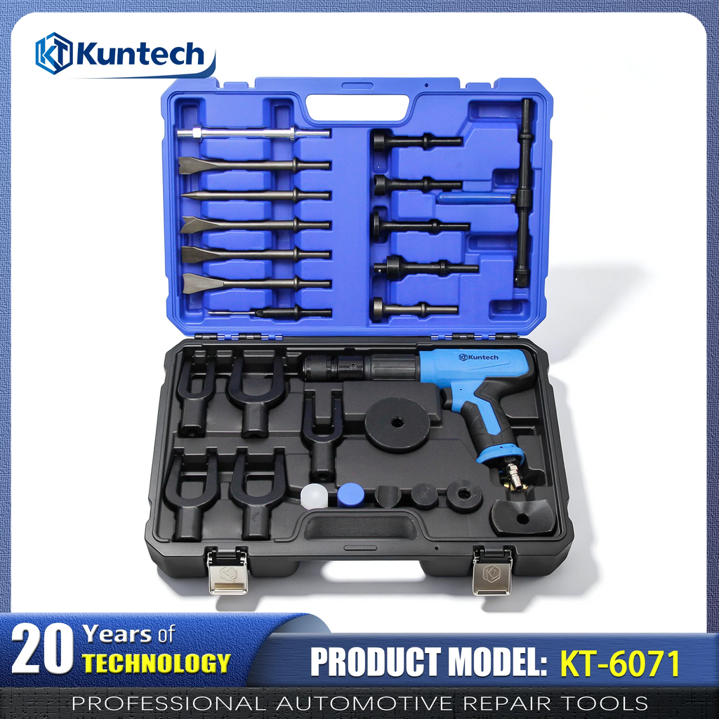 Heavy Duty Pneumatic Air Hammer 89mm Stroke 5CFM, Multi-Function Air Powered Hammer Tool Set with Chisels & Adapters, Industrial Air Chisel for Car Chassis Disassembly Sheet Metal Rust Removal Auto Workshop Mechanic Repair Blackbox Automotive Diagnostics