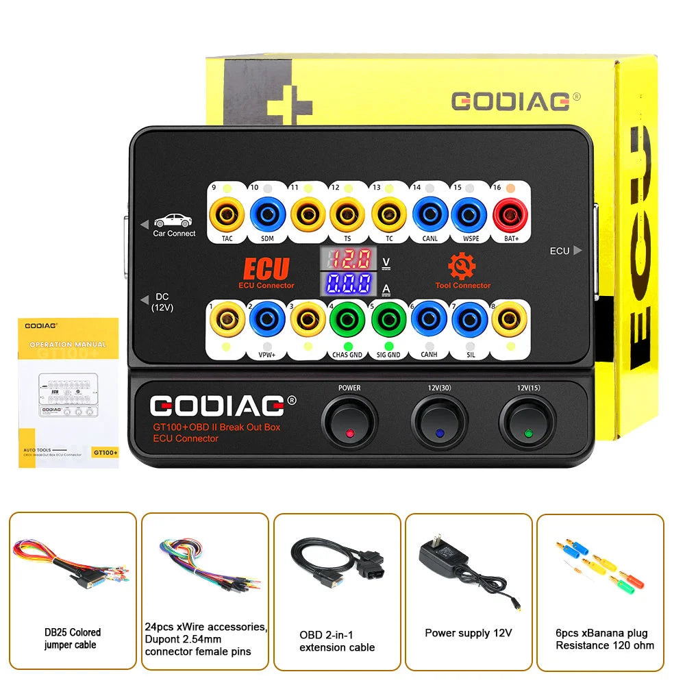 GODIAG GT100 PLUS GPT ENET DOIP 24V-12V AUTO TOOLS OBD II Break Out Box ECU Connector Can Choose GT100 or GT100+ Blackbox Automotive Diagnostics